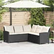Afuera Living Contemporary Synthetic Poly Rattan Sofa Black/Cream