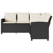Afuera Living Contemporary Synthetic Poly Rattan Sofa Black/Cream