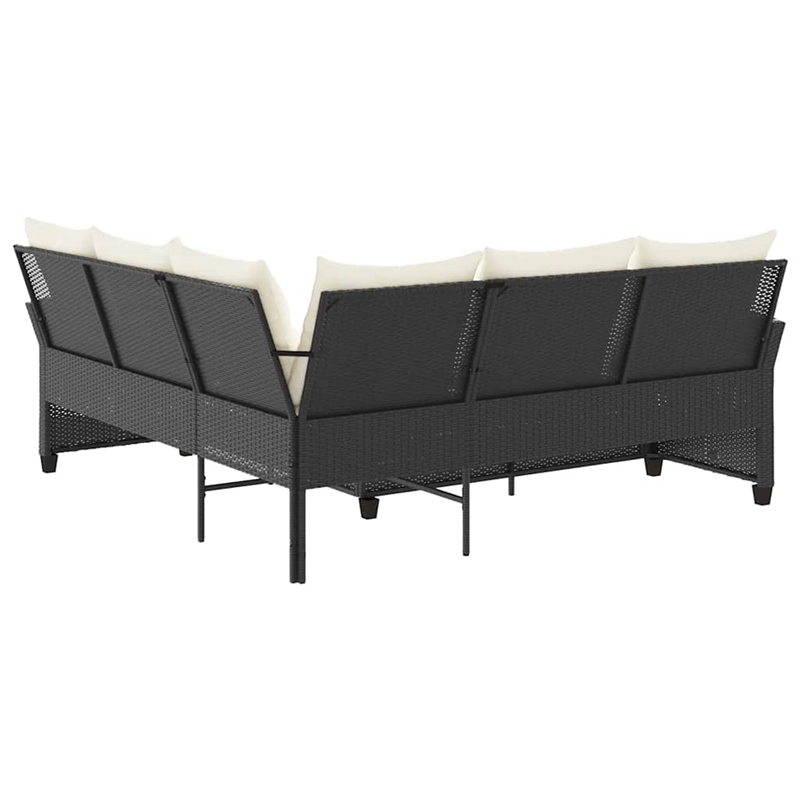 Afuera Living Contemporary Synthetic Poly Rattan Sofa Black/Cream