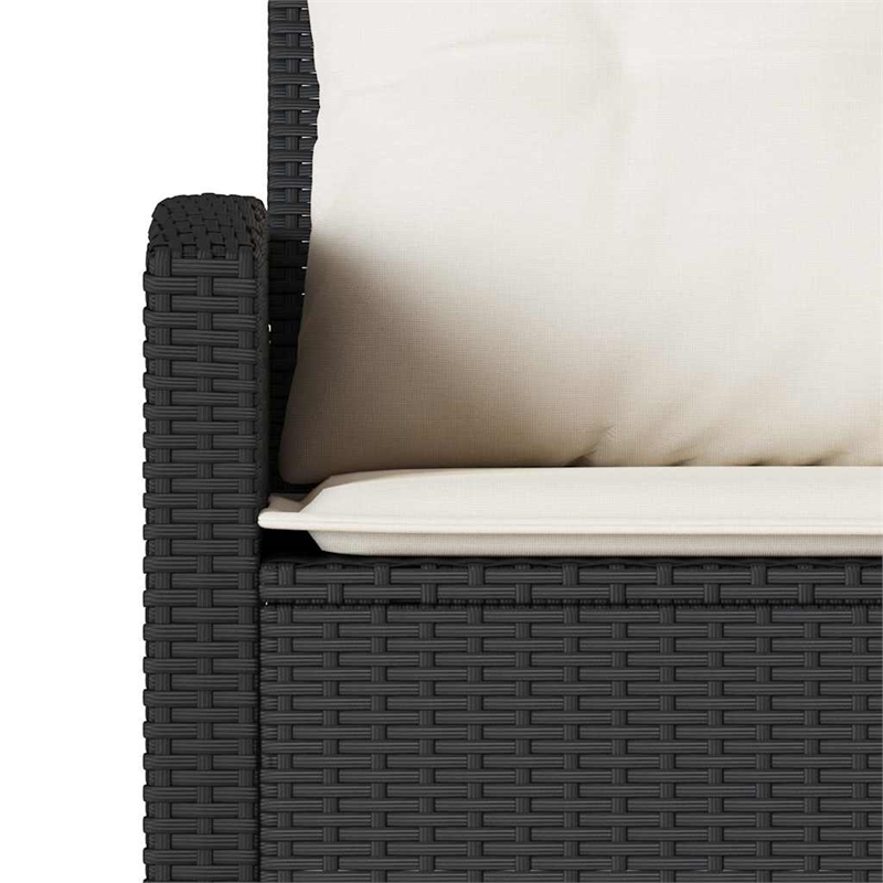 Afuera Living Contemporary Synthetic Poly Rattan Sofa Black/Cream