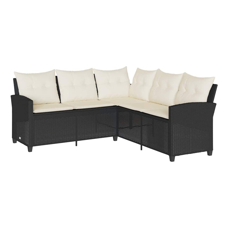 Afuera Living Contemporary Synthetic Poly Rattan Sofa Black/Cream