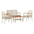 Afuera Living 4 Piece Poly Rattan Garden Lounge Set in Brown/Beige