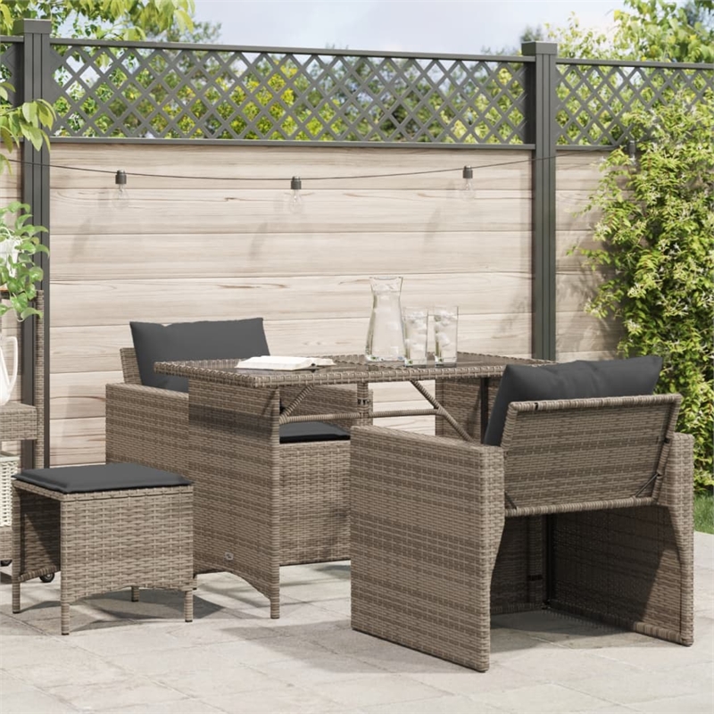 Afuera Living Contemporary Synthetic Poly Rattan Sofa Set in Gray