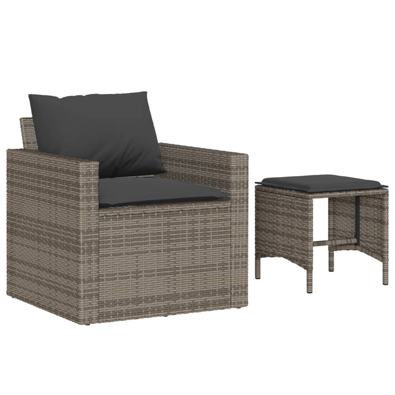 Afuera Living Contemporary Synthetic Poly Rattan Sofa Set in Gray