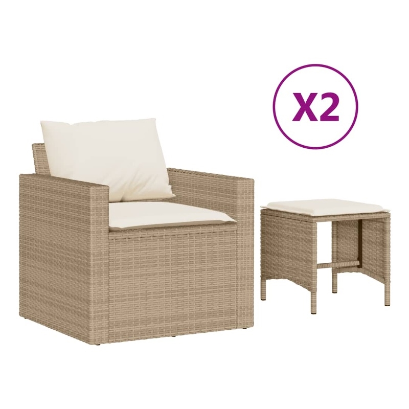 Afuera Living Contemporary 4 Piece Poly Rattan Sofa Set in Cream/Beige
