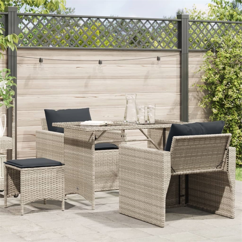 Afuera Living Contemporary 4 Piece Poly Rattan Sofa Set in Gray
