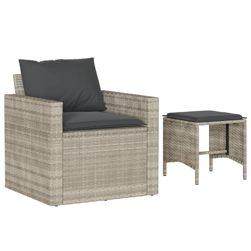 Afuera Living Contemporary 4 Piece Poly Rattan Sofa Set in Gray
