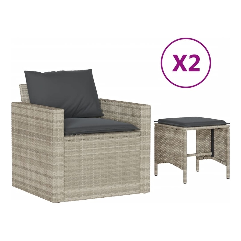 Afuera Living Contemporary 4 Piece Poly Rattan Sofa Set in Gray