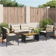 Afuera Living Contemporary Synthetic Poly Rattan 4 Piece  Sofa Set in Black