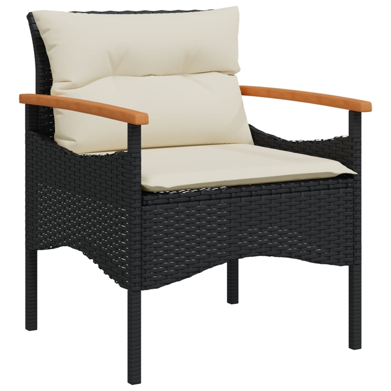 Afuera Living Contemporary Synthetic Poly Rattan 4 Piece  Sofa Set in Black
