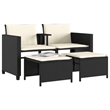Afuera Living Contemporary Synthetic Poly Rattan  Sofa Black/Cream