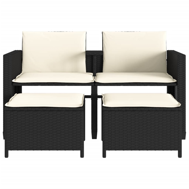 Afuera Living Contemporary Synthetic Poly Rattan  Sofa Black/Cream