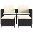 Afuera Living Contemporary Synthetic Poly Rattan  Sofa Black/Cream