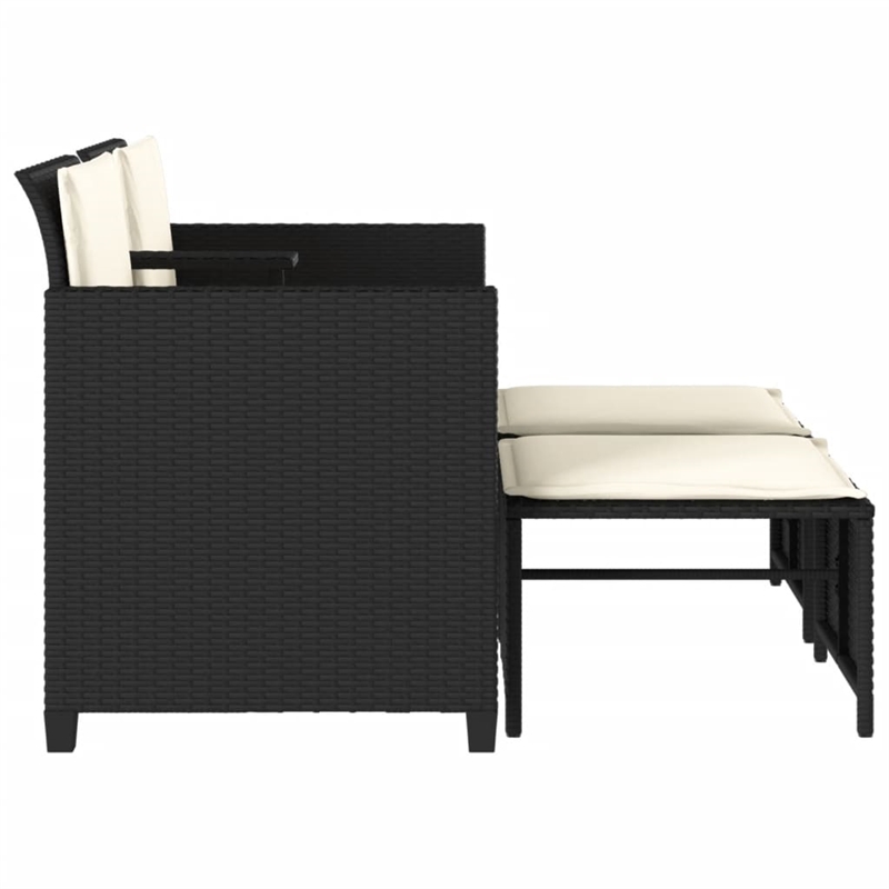 Afuera Living Contemporary Synthetic Poly Rattan  Sofa Black/Cream