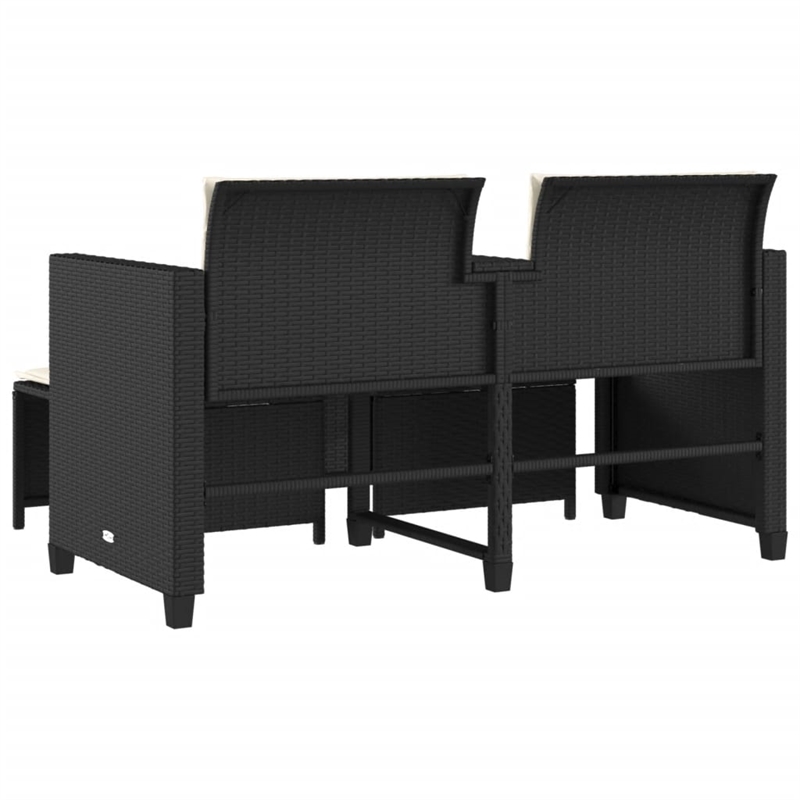 Afuera Living Contemporary Synthetic Poly Rattan  Sofa Black/Cream