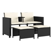 Afuera Living Contemporary Synthetic Poly Rattan  Sofa Black/Cream