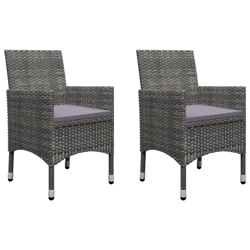 Afuera Living Contemporary 3 Piece Poly Rattan Small Bistro Set in Gray