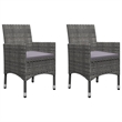 Afuera Living Contemporary 3 Piece Poly Rattan Small Bistro Set in Gray