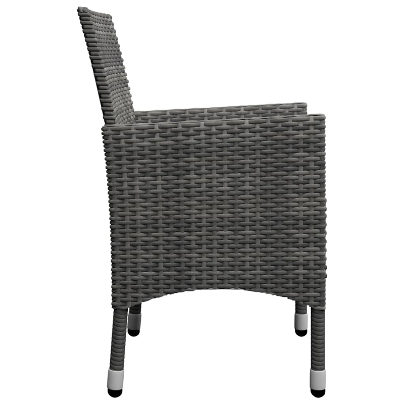 Afuera Living Contemporary 3 Piece Poly Rattan Small Bistro Set in Gray