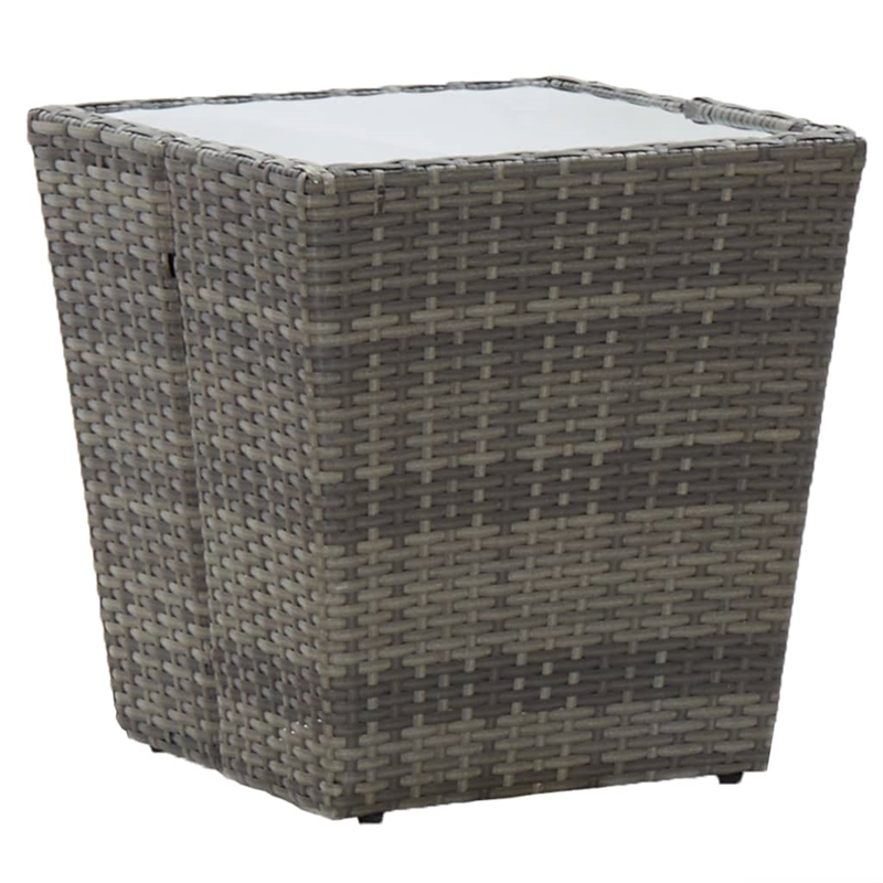 Afuera Living Contemporary 3 Piece Poly Rattan Small Bistro Set in Gray