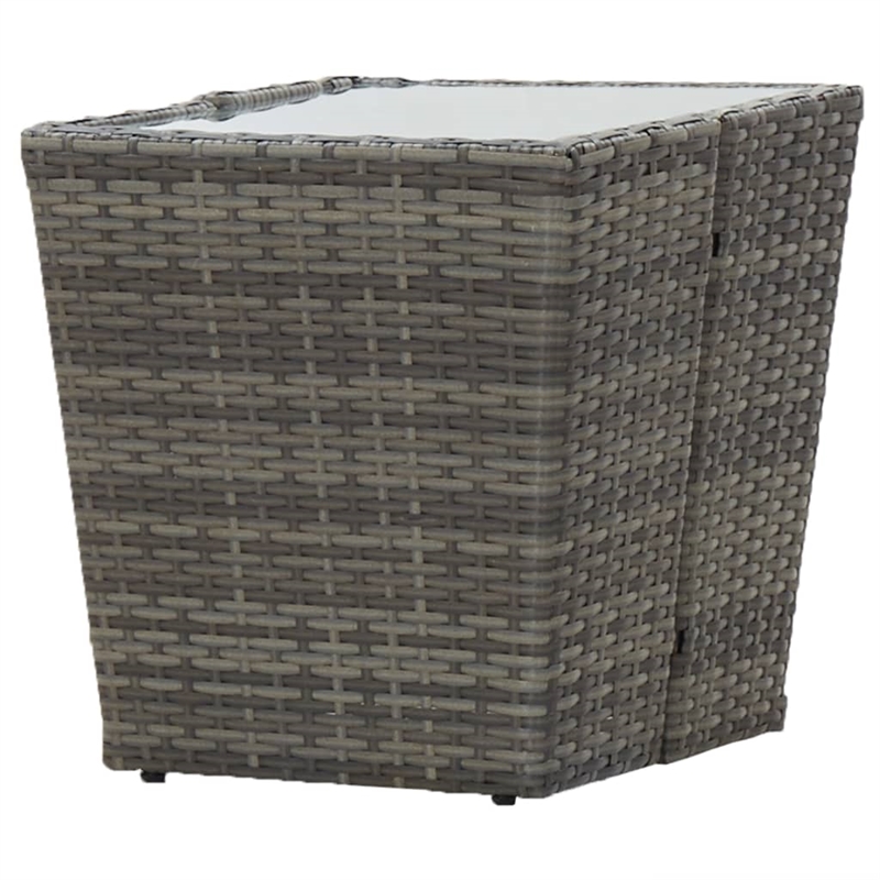 Afuera Living Contemporary 3 Piece Poly Rattan Small Bistro Set in Gray