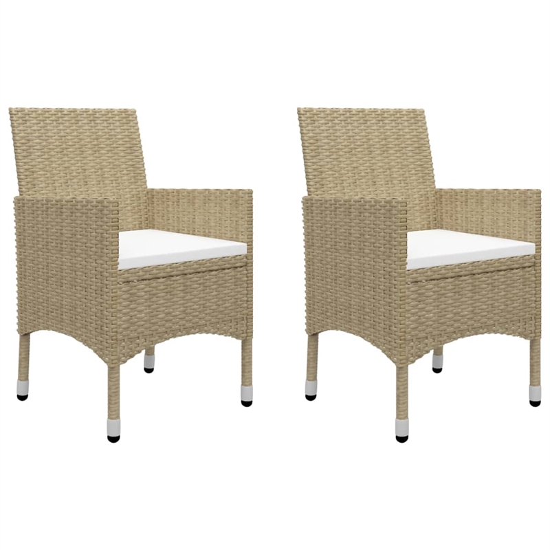 Afuera Living Contemporary 3 Piece Poly Rattan Small Bistro Set in Beige