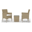 Afuera Living Contemporary 3 Piece Poly Rattan Small Bistro Set in Beige