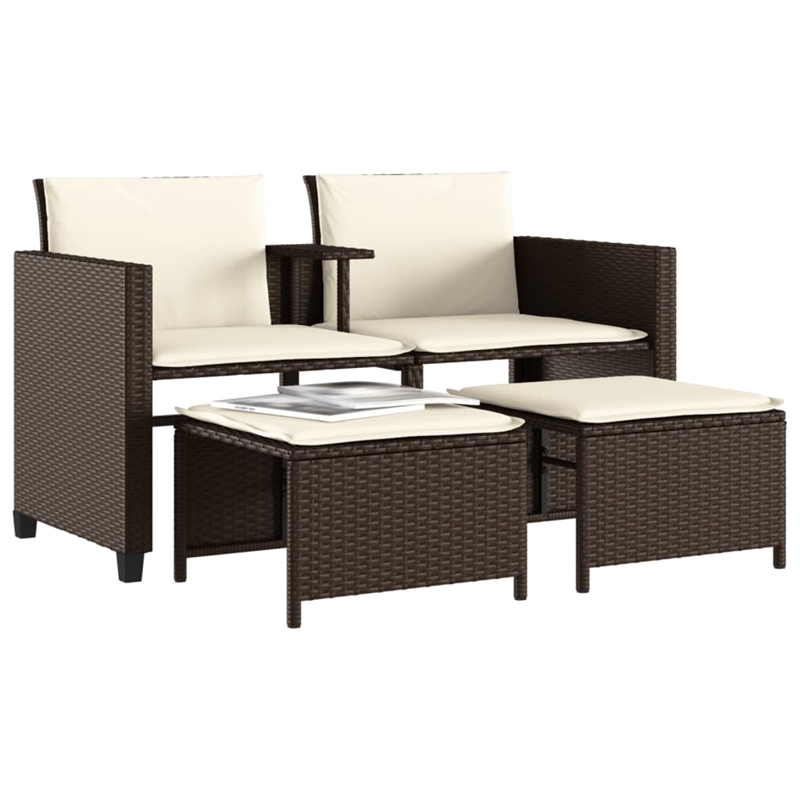 Afuera Living Contemporary Synthetic Poly Rattan  Medium Sofa Brown