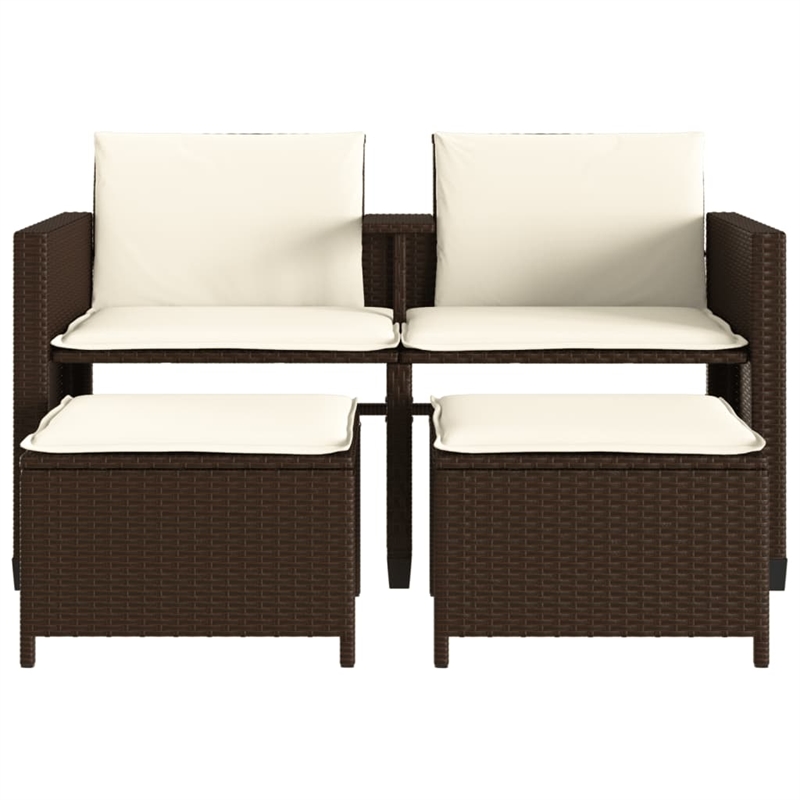Afuera Living Contemporary Synthetic Poly Rattan  Medium Sofa Brown