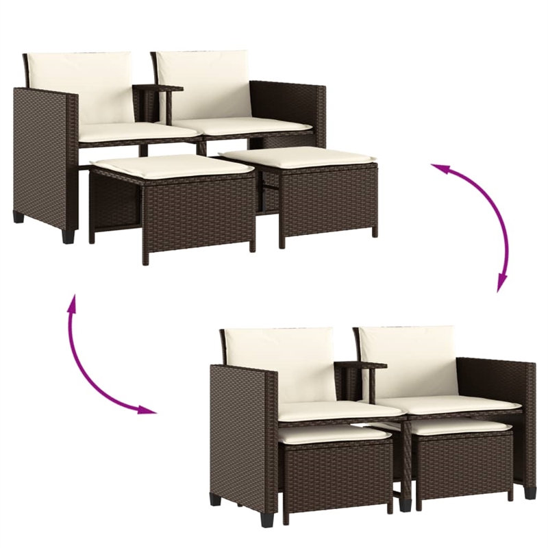Afuera Living Contemporary Synthetic Poly Rattan  Medium Sofa Brown
