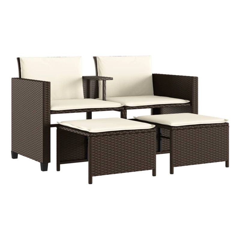 Afuera Living Contemporary Synthetic Poly Rattan  Medium Sofa Brown