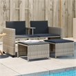 Afuera Living Contemporary Synthetic Poly Rattan Sofa in Gray