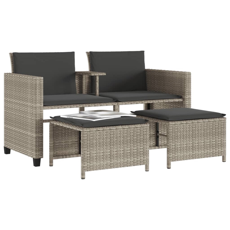 Afuera Living Contemporary Synthetic Poly Rattan Sofa in Gray
