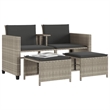 Afuera Living Contemporary Synthetic Poly Rattan Sofa in Gray