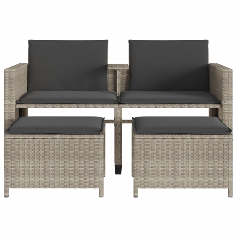 Afuera Living Contemporary Synthetic Poly Rattan Sofa in Gray