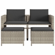 Afuera Living Contemporary Synthetic Poly Rattan Sofa in Gray