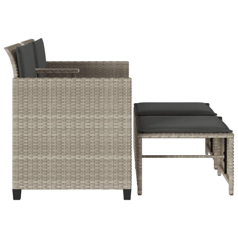 Afuera Living Contemporary Synthetic Poly Rattan Sofa in Gray