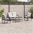 Afuera Living Contemporary 4 Piece Poly Rattan Sofa Set in Black/Cream