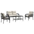 Afuera Living Contemporary 4 Piece Poly Rattan Sofa Set in Black/Cream