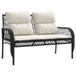 Afuera Living Contemporary 4 Piece Poly Rattan Sofa Set in Black/Cream