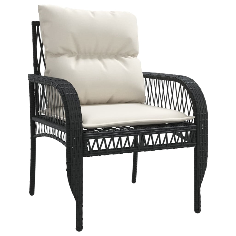 Afuera Living Contemporary 4 Piece Poly Rattan Sofa Set in Black/Cream