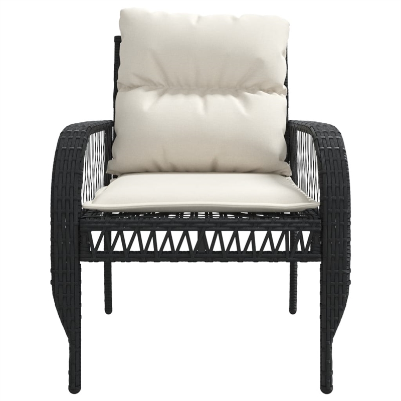 Afuera Living Contemporary 4 Piece Poly Rattan Sofa Set in Black/Cream