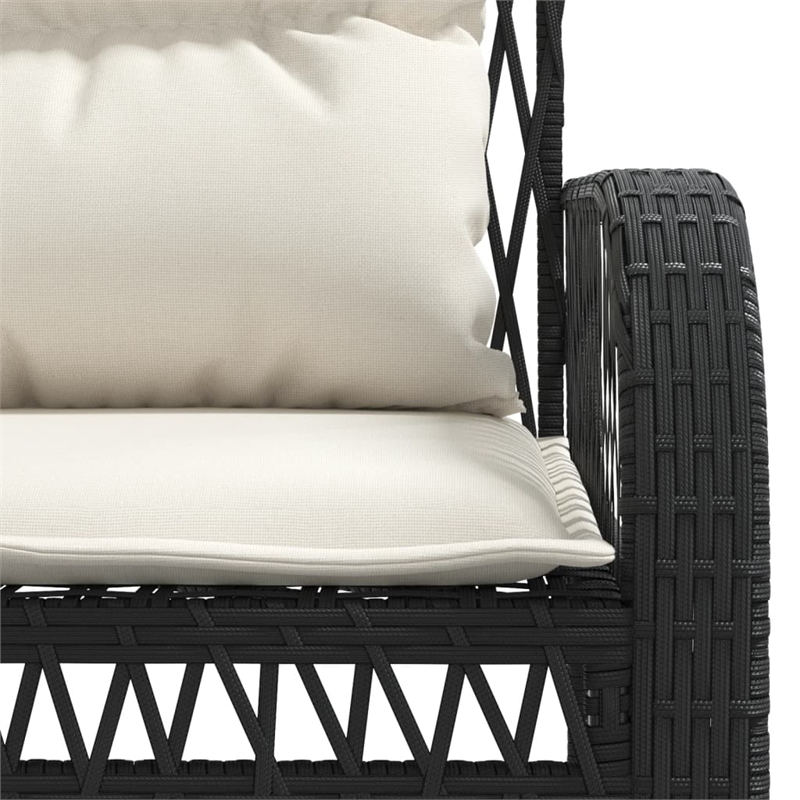 Afuera Living Contemporary 4 Piece Poly Rattan Sofa Set in Black/Cream