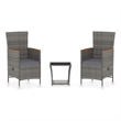 Afuera Living 3 Piece Poly Rattan Small Garden Lounge Set in Gray