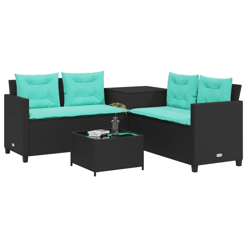 Afuera Living Contemporary Durable Poly Rattan Sofa in Black