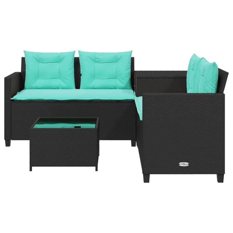 Afuera Living Contemporary Durable Poly Rattan Sofa in Black