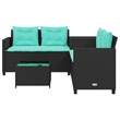 Afuera Living Contemporary Durable Poly Rattan Sofa in Black