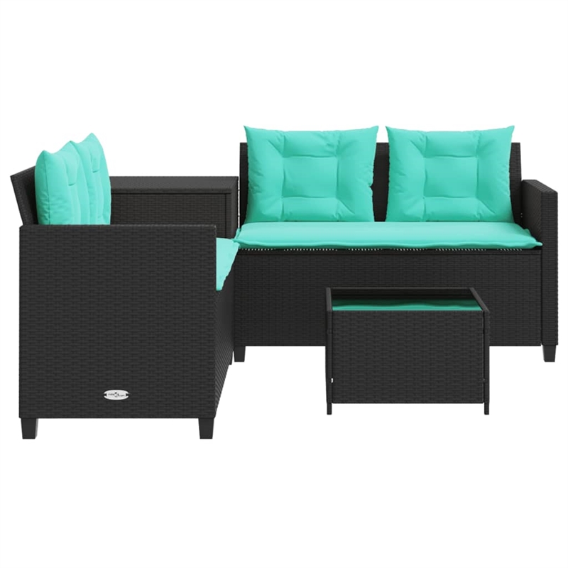 Afuera Living Contemporary Durable Poly Rattan Sofa in Black