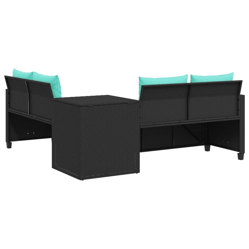 Afuera Living Contemporary Durable Poly Rattan Sofa in Black