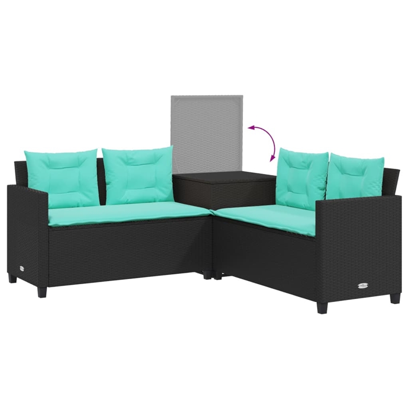 Afuera Living Contemporary Durable Poly Rattan Sofa in Black